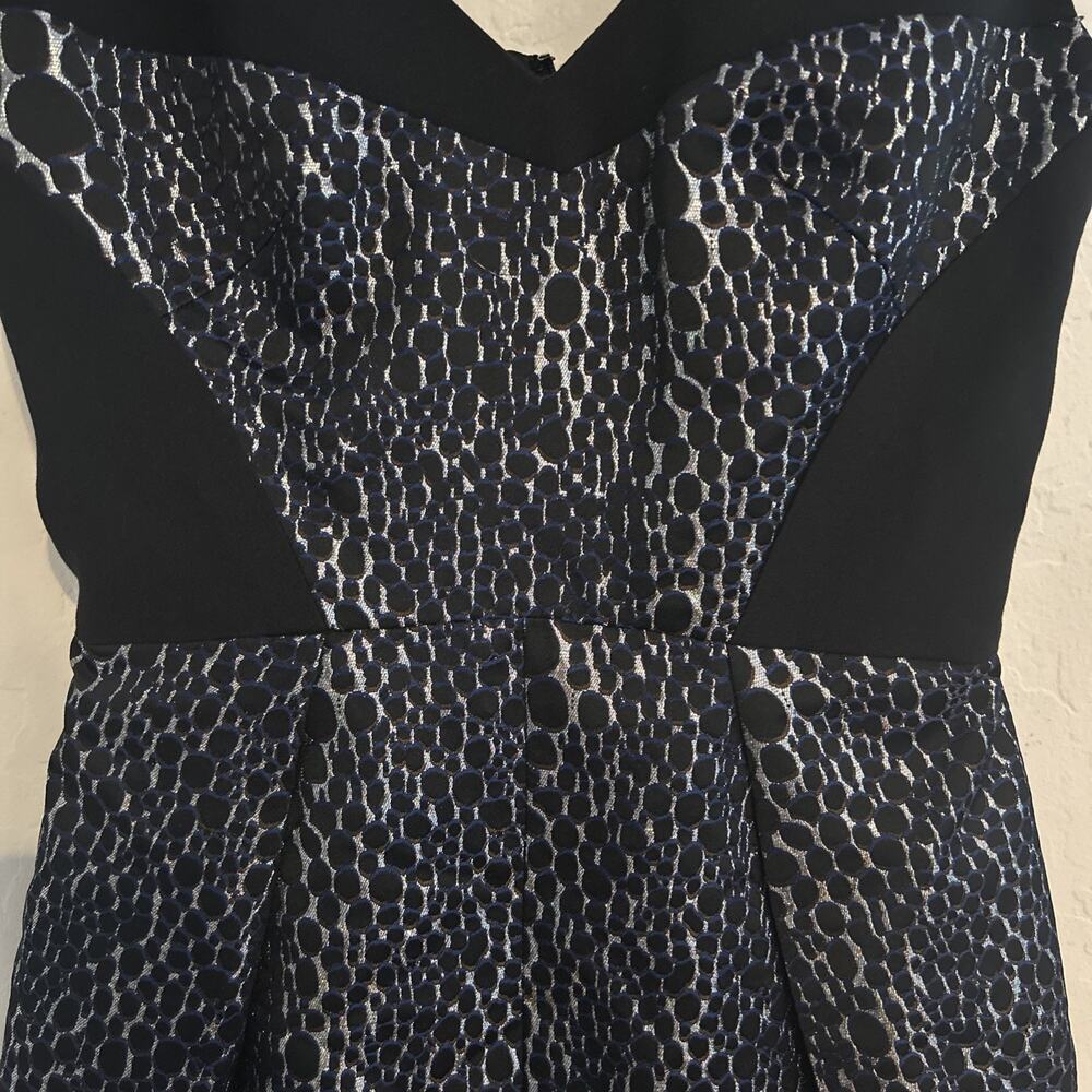 French Connection Y2K Glam Sparkle Ray Fit Flare Mini Sparkle Dress 8 Black - Picture 2 of 7